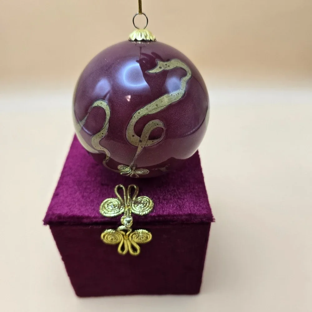Li Bien‎ 1999 Angel with Lute Hand Painted Glass Christmas Ornament with Box